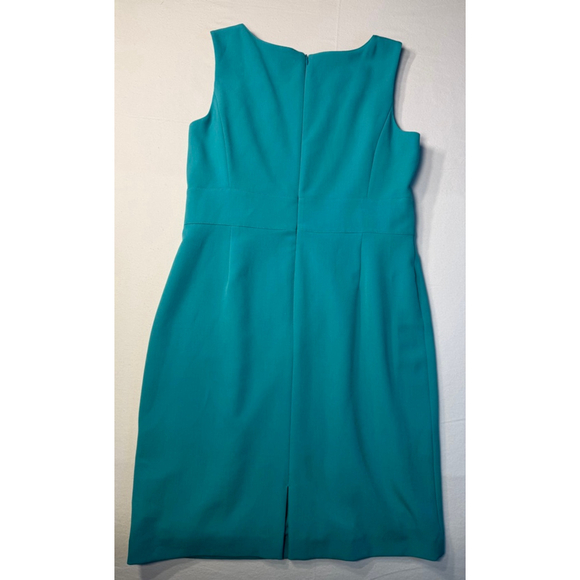 Tahari Arthur S. Levine Teal Sleeveless Sheath Dress Size 14 Career Office Class - Picture 3 of 7